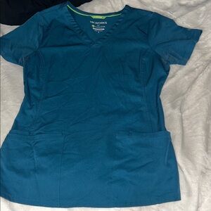 Women's Blue V-Neck Scrub Top